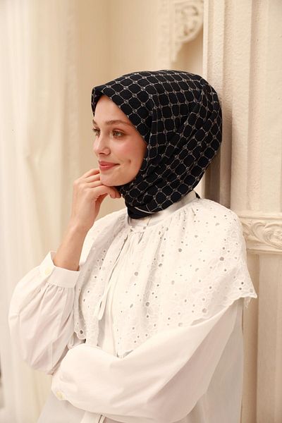 Silk Home Κασκόλ Olinda - 48004 - Σκούρο Navy Blue Ecru
