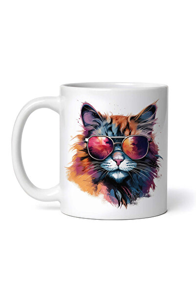 OEM Cană albă personalizată, Pisică romantică cu ochelari de soare, INOVATIX®...