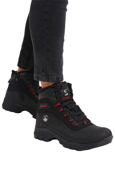 Liger Men's Woolen Non-Slip Rubber Sole Trekking Outdoor Boots - Water and Cold Resistant, Zippered - Black