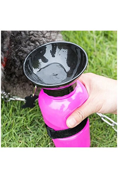zola Portable dog bottle, 2in1, drinking bottle and water bowl, pink/black, 500 ml