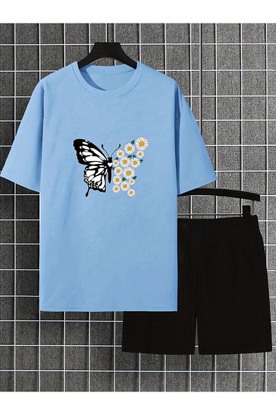 uyguntarz Unisex PAPATYAKELEBEK Design bedrucktes T-Shirt-Trainingsanzug-Set