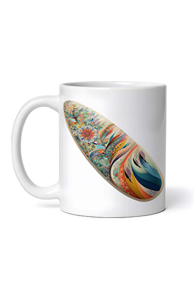 OEM Cană albă personalizată, placă de surf decorată cu flori, INOVATIX®. 330ml