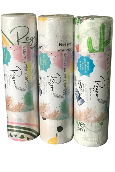 Regron Tek Kullanımlık Pratik Masa Aktivite Kullan At Piknik Kamp Örtüsü 3'lü Rulo Parti Örtüsü