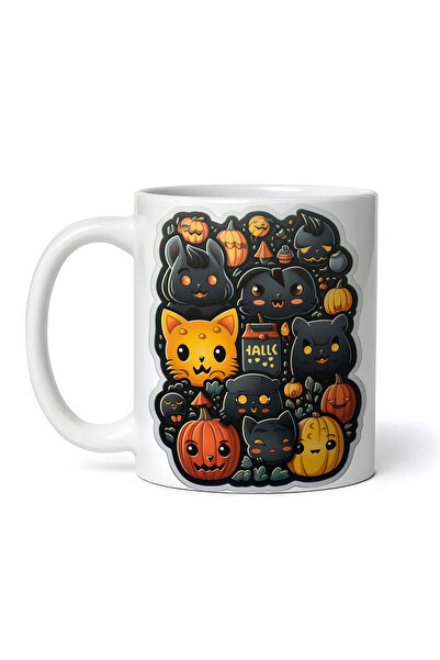 OEM Εξατομικευμένη λευκή κούπα, Halloween Kittens, INOVATIX®. 330ml