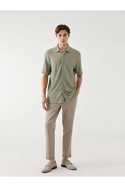 LC Waikiki Ανδρικό πουκάμισο LCW Vision Green Regular Fit με κοντό μανίκι