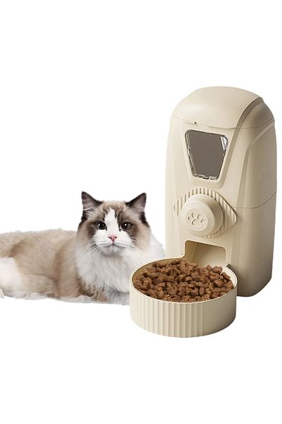zola Automatic animal feed dispenser, 1 l container, plastic, 25x12x21 cm, cream