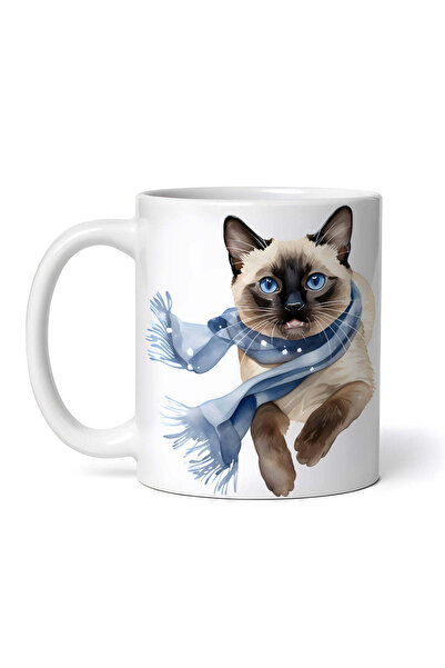 OEM Εξατομικευμένη λευκή κούπα, Γάτα Σιάμ, INOVATIX®. 330ml