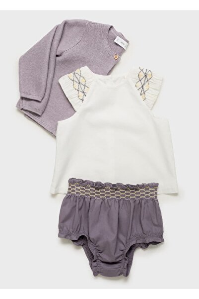 MANGO Baby İşlemeli pamuklu şort