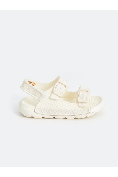 LC Waikiki Lcw Steps Ecru Printed Double Strap Baby Girl Sandals