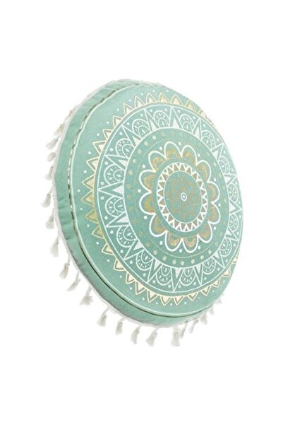 SyaMAG Round decorative pillow, mandala pattern, green/gold, 40x10 cm