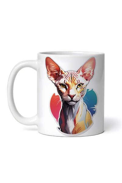 OEM Εξατομικευμένη λευκή κούπα, Γάτα Sphynx, INOVATIX®. 330ml