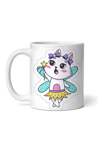 OEM Εξατομικευμένη λευκή κούπα, Νεράιδα Γάτα, INOVATIX®. 330ml