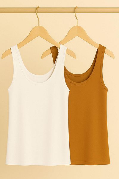 COTENCONCEPT 2 Pieces A-Line Cotton Thick Strap Athlete T-Shirt