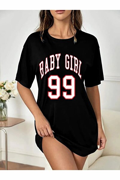 ship master Rochie de dormit neagră „Teenagers Letter Printed” pentru femei -...