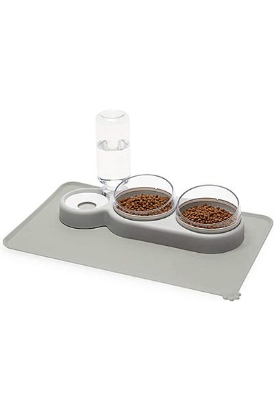 zola Dozator automat de apa si bol dublu de mancare, usor de curatat, plastic, 38x19 cm, alb