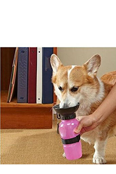 zola Portable dog bottle, 2in1, drinking bottle and water bowl, pink/black, 500 ml