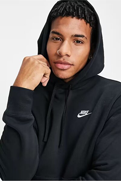 Nike Sportswear Clup Hoodie Erkek Siyah Spor Sweatshrit