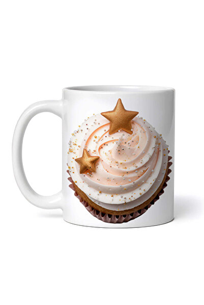 OEM Cană albă personalizată, Muffin cu steluțe, INOVATIX®. 330ml