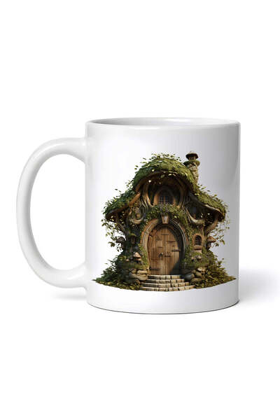 OEM Cană albă personalizată, Poartă de lemn cu ciupercă, INOVATIX®. 330ml