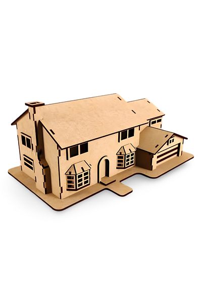 ALGWOOD 55 Piece Mdf Simpson House Model – Snap-On 3D Wooden Hobby and Model Toy