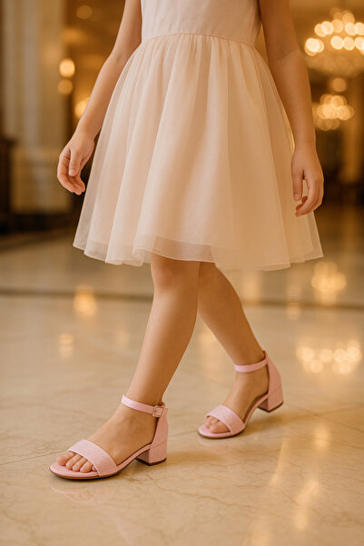 SIRRI صندل بناتي بكعب لامع - حذاء سهرة بحزام سريع التركيب والإزالة