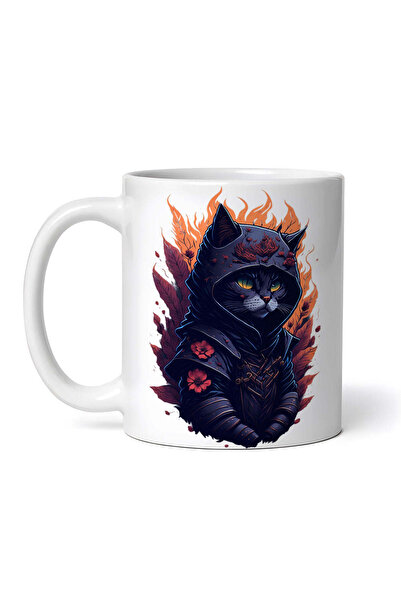 OEM Cană albă personalizată, Pisica Ninja, INOVATIX®. 330ml