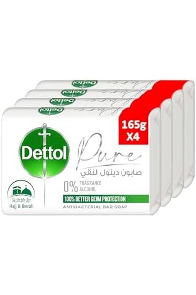 Dettol Pure Antibacterial Body Wash Unscented, 165g, Pack Of 4