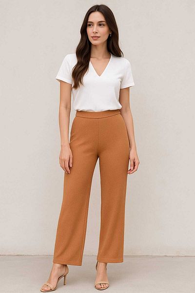gigigiyim Bürümcük Fabric Palazzo Women's Casual Pants Mink