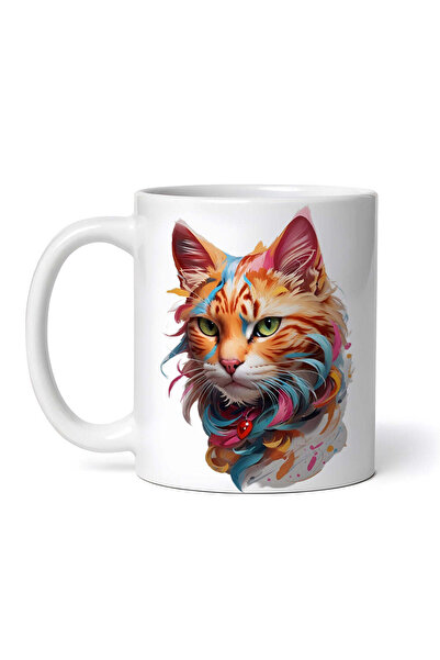 OEM Cană albă personalizată, Flaming Kitty, INOVATIX®. 330ml