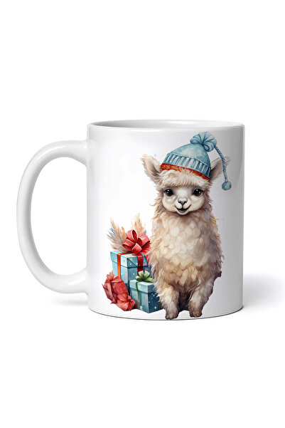 OEM Cană albă personalizată, Lama cu pălărie albastră, INOVATIX®. 330ml