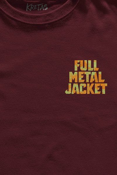 Kretas Unisex Claret Red T-Shirt Kubrick Full Metal Jacket 1995 Orange Minimal Front Printed T-Shirt