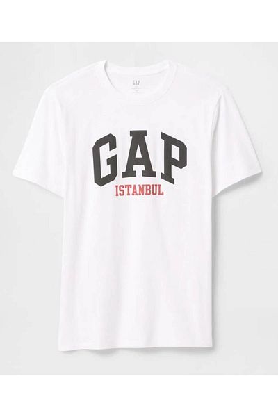 GAP Ανδρικό μπλουζάκι με λογότυπο Everyday Soft Gap Istanbul Λευκό
