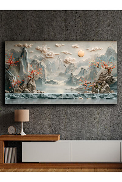 Decorative Canvas Wall Table with Single Horizontal Abstract Oil Painting Appearance