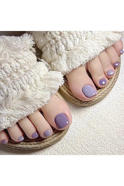 Rediquis 24 Adet Açık Mor Renkli Kısa Kare Ayak İçin Takma Tırnaklar
