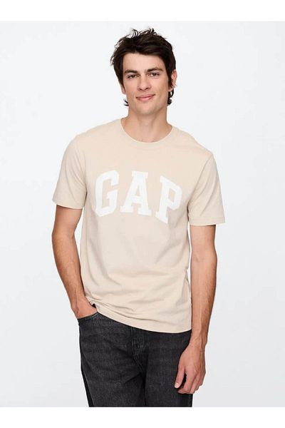 GAP 321814442 V-everyday Soft Basic Logo T Beige Ανδρικό T-shirt 856659023