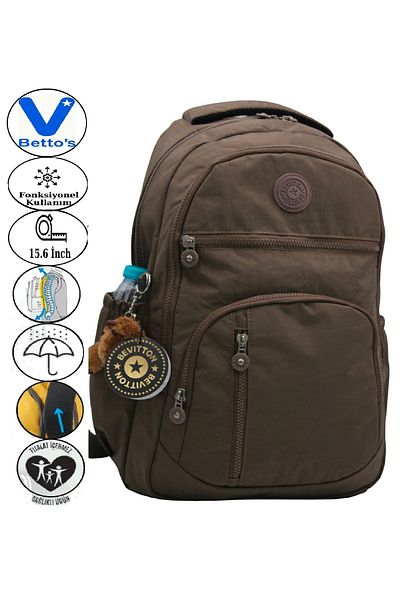 Harmela 1710 Water Resistant School Backpack Unisex Daily School Bag Coffee