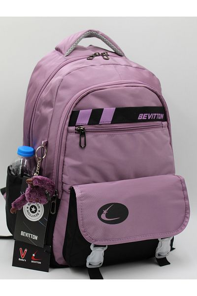 Harmela 34300 Water Resistant Casual School Backpack Unisex School Bag Plum-Black