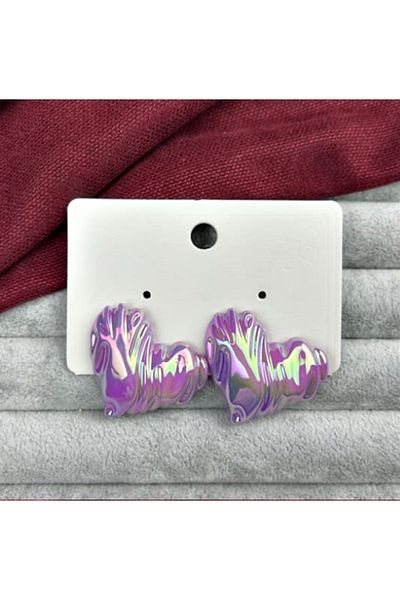 mos&more Purple Sparkly Heart Resin Earrings