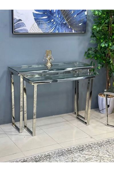 private house Silver glass steel entrance set