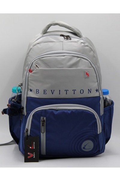 Harmela 34400 Water Resistant Casual Backpack Unisex School Bag Grey-Navy Blue