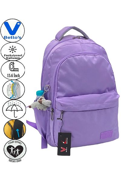 Harmela 34100 Water Resistant Daily School Backpack Unisex School Bag Lilac