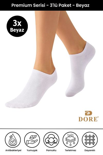 Dore Γνήσιες κάλτσες 3 ζευγαριών Premium Anti-Sweat Comfort Μοντέλο που αναπνέουν χωρίς ραφές, αόρατα μονόχρωμα μποτάκια