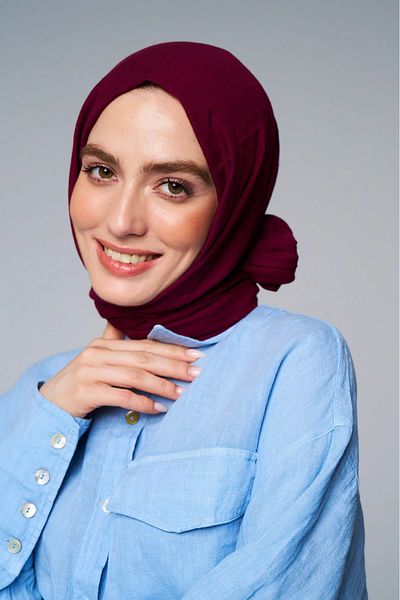 AMİNENESİL Modakaşmir Neo βαμβακερό σάλι Μπορντό Χρώμα