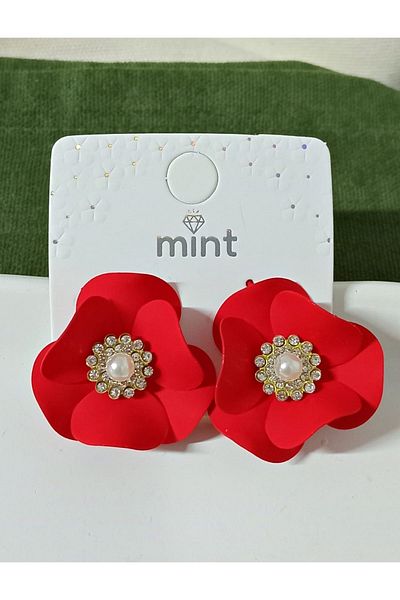 mos&more Colorful Flower Jewelled Women's Earrings