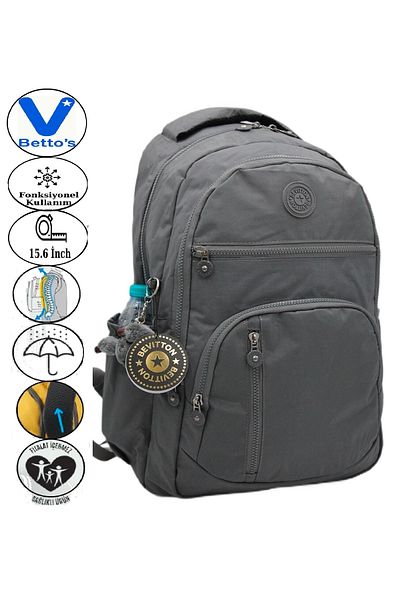 Harmela 1710 Water Resistant School Backpack Unisex Daily School Bag Gray