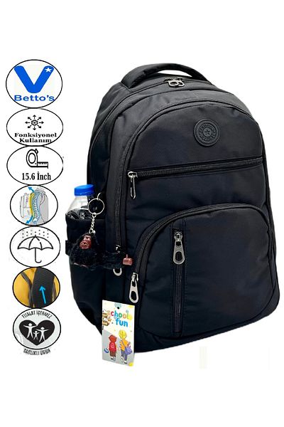 Harmela 1710 Water Resistant School Backpack Unisex Daily School Bag Black