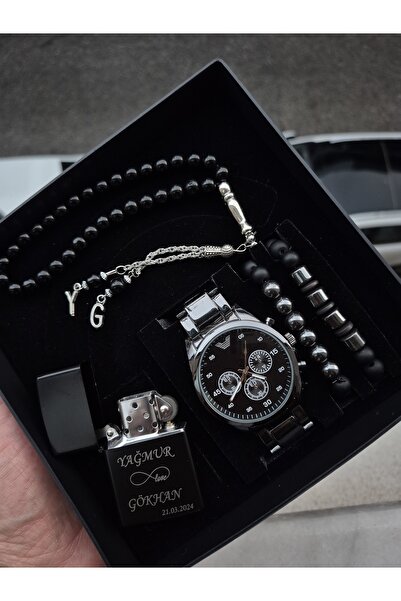 Spectrum ERKEK KOL SAATİ KİŞİYE ÖZEL ÇAKMAKLI SET SİYAH