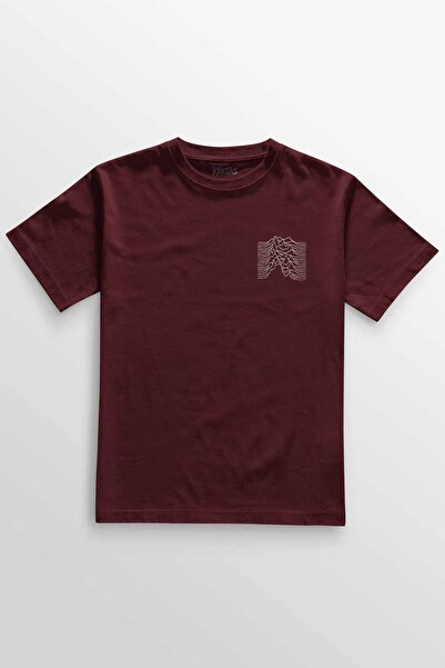 Kretas Unisex klaret crvena T-shirt zvučna talasna muzika Joy Division prugas...