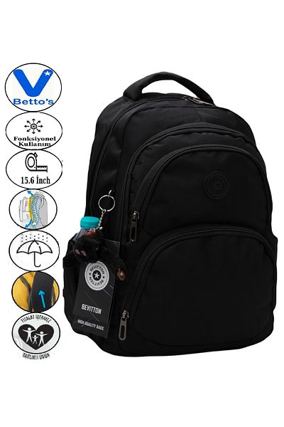 Harmela 34600 Water Resistant Casual School Backpack Unisex School Bag Black