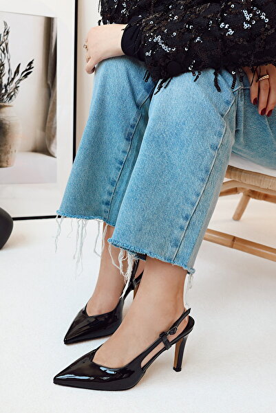 POLKA STORE Mind Pointed Toe V Low-Cut Back Open Stiletto Evening Dress Heeled Women's Shoes